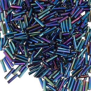 Бисер MIYUKI Slender Bugle 6 мм – Blue Iris Metallic (#455), 10 г