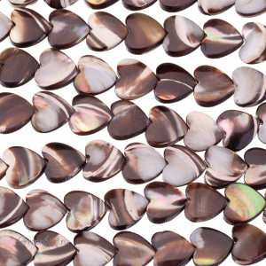 Бусины-сердечки 10 мм, шоколадный перламутр, 1 шт. (#SVA-PRL-018)