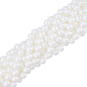 Crystalbird Жемчуг круглый 10 мм, глянцевый белый, нить (#509)