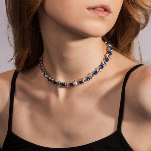 Колье из кристаллов, Sapphire, серебристый, GRBD