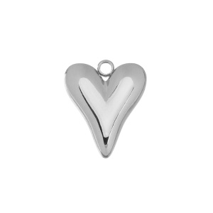 Подвеска "Сердечко-капля" 15 мм, родий, 1 шт. (#SV1701-Pendant-106R)