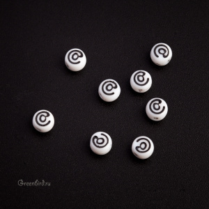White Letter Beads – Значок "@", 1 шт. (#PB311-07W-AMP)