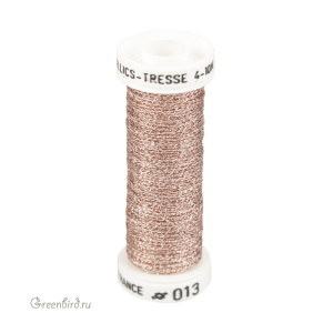 Металлизированная нить Tresse #4 AVAS, светлая медь, 10 м (#4-013)