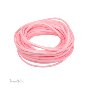 Шнур из искусственной замши 3 мм, розовый, 3 метра (#SV1701-CRD-03S)