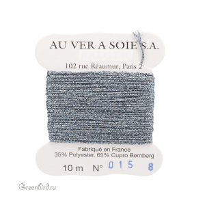Металлизированная нить Tresse #8 AVAS, серый, 10 м (#8-015)
