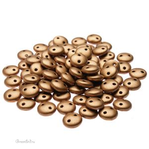 Lentil 2 отверстия 6mm, Mat. Metallic Goldenrod, 10 гр (#K0173JT) 