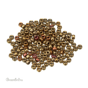 Бисер чешский Matubo цилиндрический 8/0, Matte Metallic Gold Iris (#K0161), 5 г