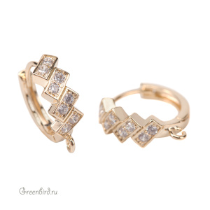 Швензы круглые с фианитами, золото, пара (#SVAE-020LG)