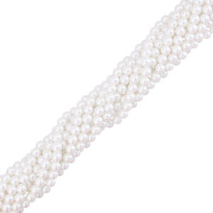 Crystalbird Жемчуг круглый 6 мм, иризирующий белый, нить (#501)