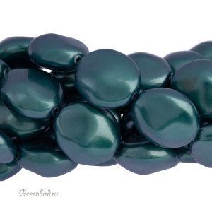 Swarovski 5842 Жемчуг барочный плоский 14 мм, иризирующий зеленый таити (#2004), 1 шт.
