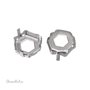 4683 Оправа для ювелирного кристалла Thin Hexagon FS 10х11,2 мм, белая бронза