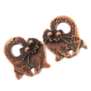 "Кошки и собаки", подвески зеркальные, ант. бронза, 2 шт. (#0312)