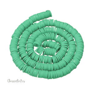 Каучуковые бусины "Диски", зеленый, нить (#SVA-RUB-019)