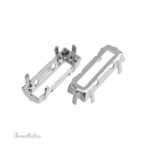 4547 Оправа для ювелирного кристалла Princess Baguette 15х5 мм, белая бронза