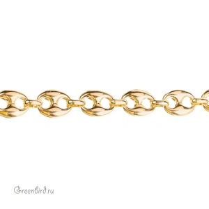 Цепочка 16 x 12,5 мм, золото, 30 см (#Chain-74G)