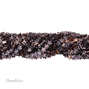 Бусины-звездочки 8 мм, шоколадный перламутр, нить (#SVA-PRL-330)