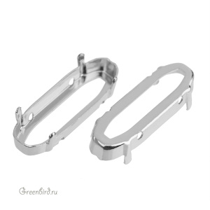 NEW 4161 Оправа для Long Classical Oval 27х9 мм, томпак/родий