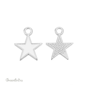 Подвеска с эмалью "Звездочка", родий, белый, 1 шт. (#SV1701-Pendant-133R)