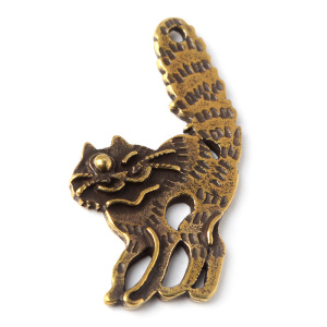 "Кошки и собаки", подвеска, ант. латунь, 1 шт. (#Л0305)