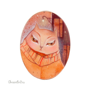 Авторский кабошон, ручная роспись (#JN2-15)
