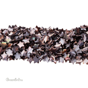 Бусины-звездочки 10 мм, шоколадный перламутр, нить (#SVA-PRL-331)