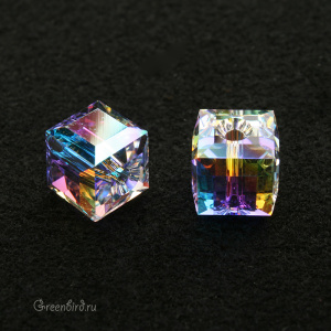 Swarovski 5601 Бусина Куб 6 мм, прозрачный радужный B (#001ABB), 1 шт.