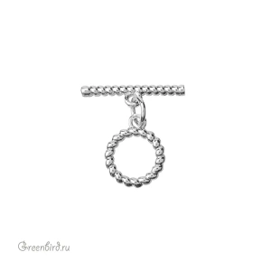 Замок-тоггл "Витой", родий, 1 шт. (#SV1701-T20)