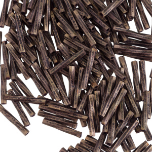 Бисер MIYUKI Twisted Bugle 12mm – Gold Antiqued Matte Black (#1275), 10 г