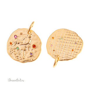 Подвеска с цветными фианитами "Зодиак - Водолей", золото, 1 шт. (#SVA-ZOD-11G)