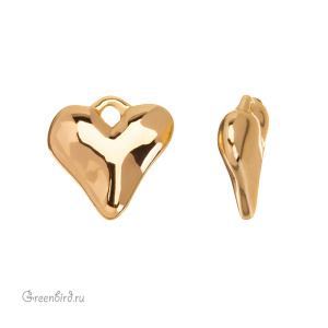 Подвеска "Мятое Сердце", золото, 1 шт. (#SVA-BASE-038G)