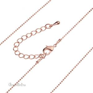 Цепочка с замочком 43 см с шариками, розовое золото, 1 шт. (9B697), Корея