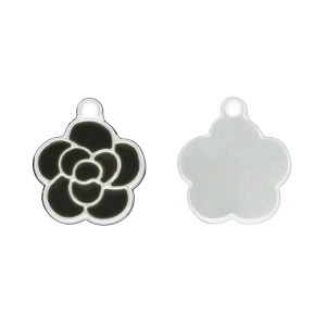 Подвеска с эмалью "Цветок", черно-белый, 1 шт. (#CN-PN-069)