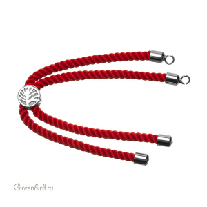 Основа-шнур для браслета, красный, родий, 1 шт. (#SVA-CORD-01R)