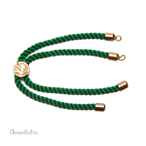 Основа-шнур для браслета, зеленый, золото, 1 шт. (#SVA-CORD-03G)