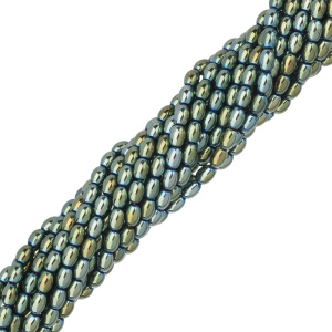 Бусины Геметин "Рис" 6x4мм, Scarabaeus Green, нить (#SV-HMT-145)