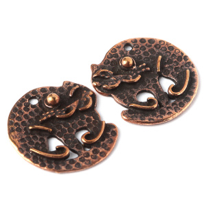 "Кошки и собаки", подвески зеркальные, ант. бронза, 2 шт. (#0304)