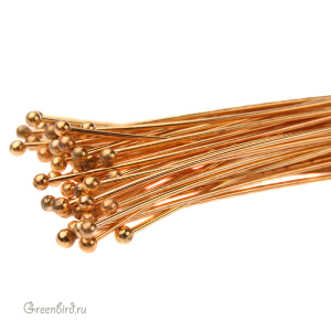 Пины с шариком 50 мм, ант. золото, уп. 50 шт. (#17409-GLD)
