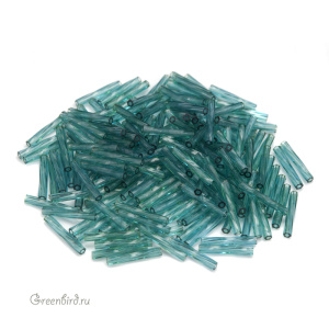Бисер MIYUKI Twisted Bugle 12mm – Dyed Transparent Seafoam (#1707), 10 г