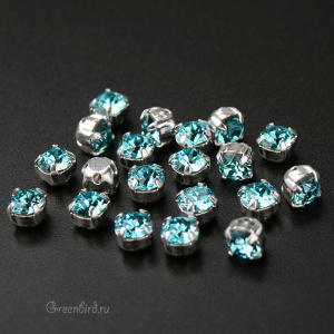 53200 Chaton Montees SS16 (4мм) в оправе, серебро – Light Turquoise (#263)