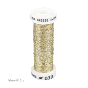 Металлизированная нить Tresse #4 AVAS, светлое золото, 10 м (#4-030)