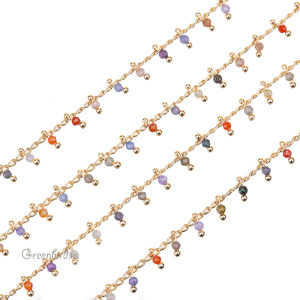 Цепочка с разноцветными цирконами, золото, 10 см (SVA-Chain-206G)