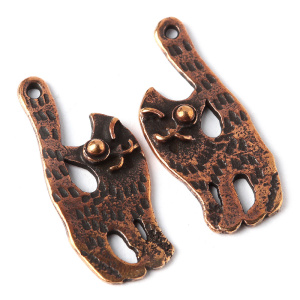 "Кошки и собаки", подвески зеркальные, ант. бронза, 2 шт. (#0307)