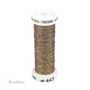 Металлизированная нить Tresse #4 AVAS, золотой AB меланж, 10 м (#4-447)