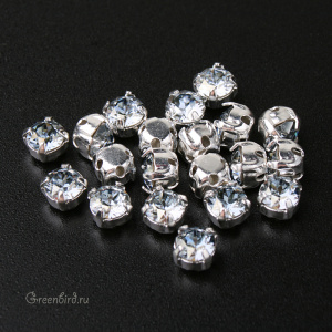 53200 Chaton Montees SS16 (4мм) в оправе, серебро – Blue Shade (#001BLSH)