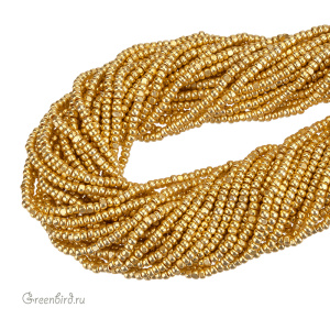 Бисер граненый Preciosa Charlotte Cut 11/0, Metalic Gold Terra Dyed (#18581), 1 нить