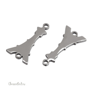 Коннектор плоский вертикальный "Эйфелева башня", родий, 1 шт. (#SVA-STAMP-15R)