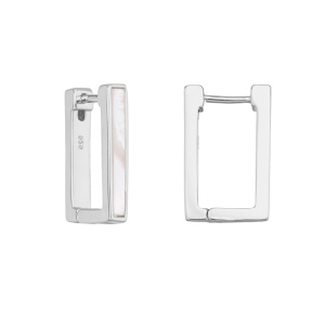 Швензы-звенья прямоугольные 20 мм, перламутр, родий, пара (#SV1701-1527R)