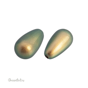 Swarovski 5816 Жемчуг полупросверленный капля 15x8 мм, иризирующий зеленый (#930), 1 шт.