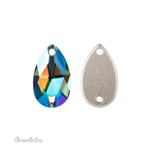 Swarovski пришивные 3230 Капля 18х10,5 мм, эринит с мерцанием (#360SHIM), 1 шт.