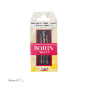 Иглы BOHIN Chenille Twin Eyes №18/22, уп. 6 шт